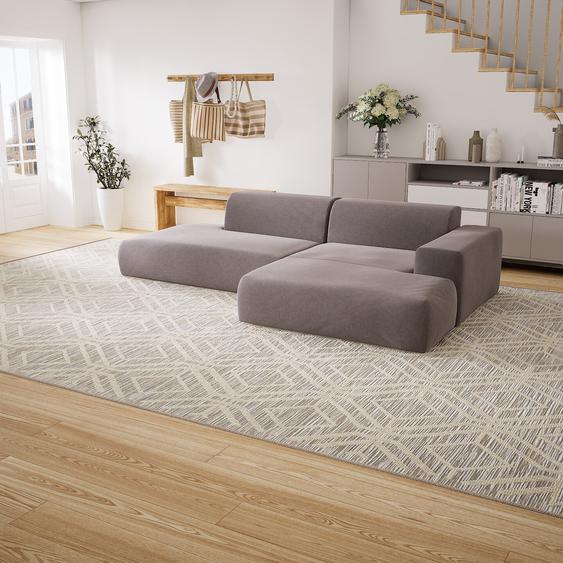 Canapé dangle - Gris sable, design arrondi, canapé en L ou angle, confortable avec méridienne ou coin - 296 x 72 x 168 cm, modulable