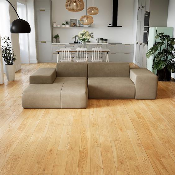Canapé dangle - Gris taupe, design arrondi, canapé en L ou angle, confortable avec méridienne ou coin - 271 x 72 x 168 cm, modulable