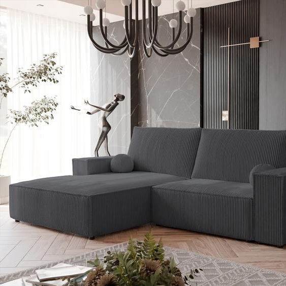 Canapé dangle HUGO avec fonction sommeil et coffre de lit Canapé dangle en L Salon Canapé avec coffre de lit Canapé gauche Poso 34 Gris