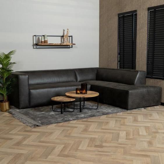 Canapé dangle industriel Memphis éco-cuir gris droit - Livin24 - 266 cm - 4 places - Avec accoudoirs - Moelleux