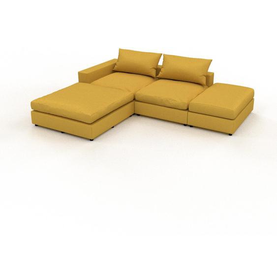 Canapé dangle - Jaune Colza, design arrondi, canapé en L ou angle, confortable avec méridienne ou coin - 306 x 62 x 252 cm, modulable