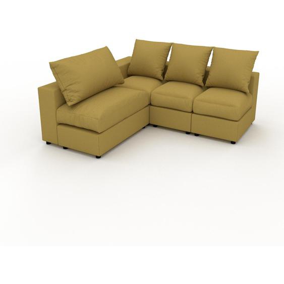 Canapé dangle - Jaune Moutarde, design arrondi, canapé en L ou angle, confortable avec méridienne ou coin - 186 x 62 x 180 cm, modulable