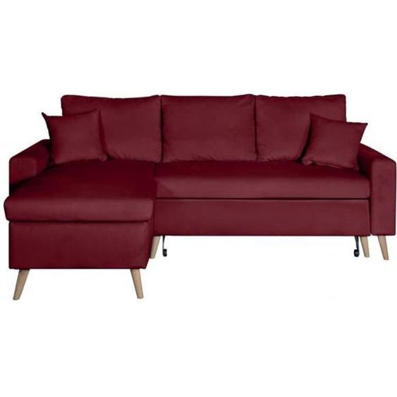 Canapé dangle MARIA SCANDINAVE réversible et convertible avec coffre en velours - Bordeaux - L227 x 148 x 95cm - LOUNGITUDE