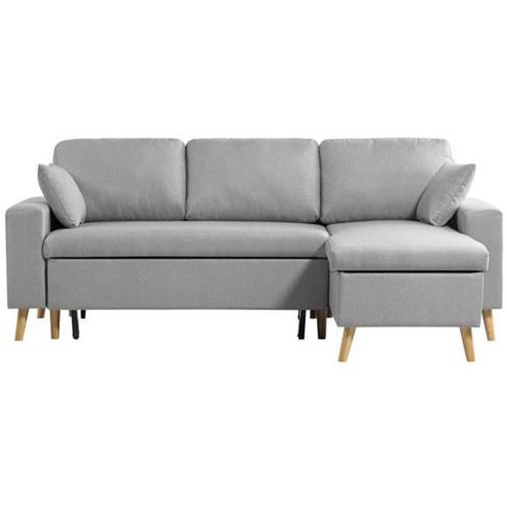 Canapé dAngle MARIA SCANDINAVE Réversible et Convertible - Gris clair