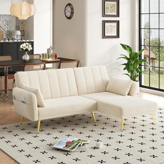 Canapé dangle moderne avec fonction sommeil - Canapé-lit en L avec coin supplémentaire