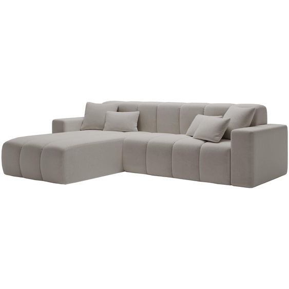 Canapé dangle moderne Miral - Canapé dangle en L, canapé 265 cm avec tissu velours, mousse souple - ottomane à gauche, Canapé dangle gris (Komodo 20)