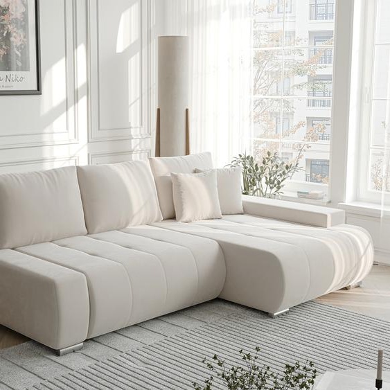 Canapé dangle NIKO avec fonction sommeil et coffre de lit Canapé dangle en L Salon Canapé avec coffre de lit Canapé droit Monolith 02 Beige