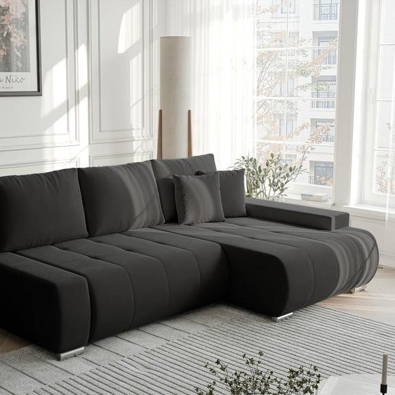 Canapé dangle NIKO avec fonction sommeil et coffre de lit Canapé dangle en L Salon Canapé avec coffre de lit Canapé droit Monolith 95 Beige