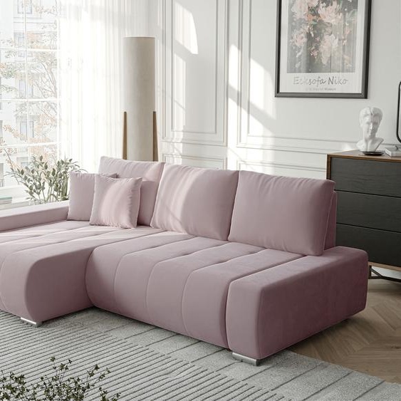 Canapé dangle NIKO avec fonction sommeil et coffre de lit Canapé dangle en L Salon Canapé avec coffre de lit Canapé gauche Monolith 62 Violet