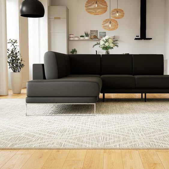 Canapé dangle - Noir, design épuré, canapé en L ou angle, élégant avec méridienne ou coin - 254 x 81 x 214 cm, modulable