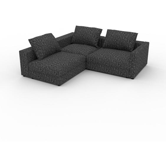 Canapé dangle - Noir Lave, design arrondi, canapé en L ou angle, confortable avec méridienne ou coin - 216 x 56 x 204 cm, modulable