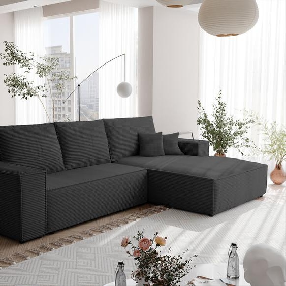 Canapé dangle NOVA avec fonction sommeil et coffre de lit Canapé dangle en L Salon Canapé avec coffre de lit Canapé droit Poso 135 Noir