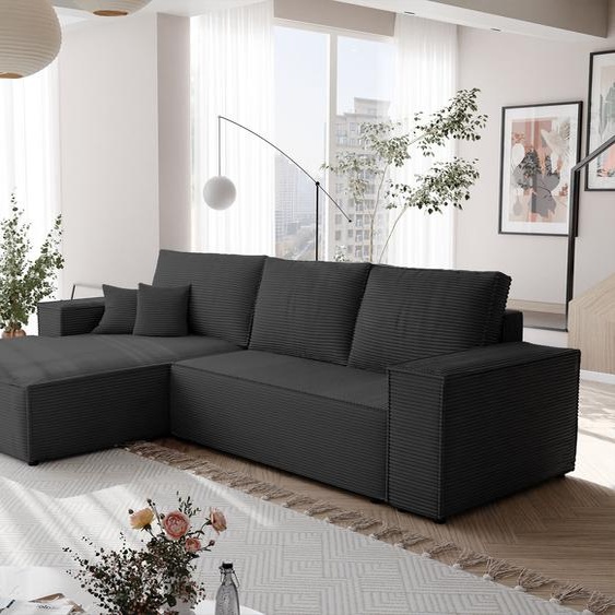 Canapé dangle NOVA avec fonction sommeil et coffre de lit Canapé dangle en L Salon Canapé avec coffre de lit Canapé gauche Poso 135 Noir