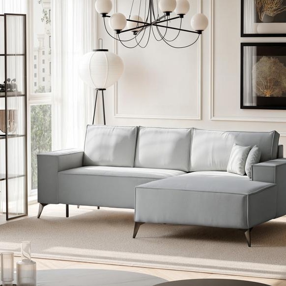 Canapé dangle OTIS avec fonction sommeil et coffre de lit 294 cm Gris Coin droit Canapé salon moderne Canapé-lit dangle indépendant Canapé 144x244 cm Monolith 85