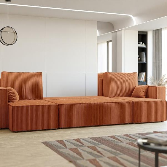 Canapé dangle Paris U Poso Tissu velours côtelé Canapé avec fonction sommeil et coussins Tiroir de lit universel Canapé-lit Salon Poso 40