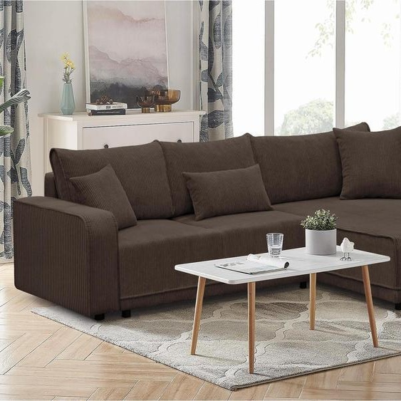 canapé dangle PRIMO 290 cm Canapé en L rembourré avec fonction de couchage Canapé-lit dangle Canapé-lit dangle pour le salon, tissu : poso 06 - brown