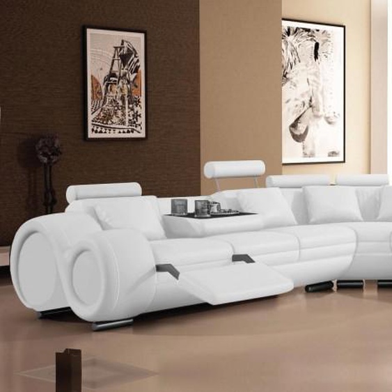 Canapé dangle relax design en cuir - Carlson - Blanc 901