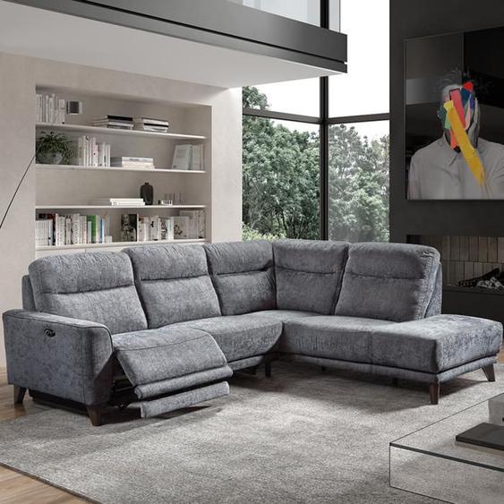 Canapé dangle Relax électrique Tissu Gris Nuage - NEVERS - L 265 x l 217 x H 97 cm