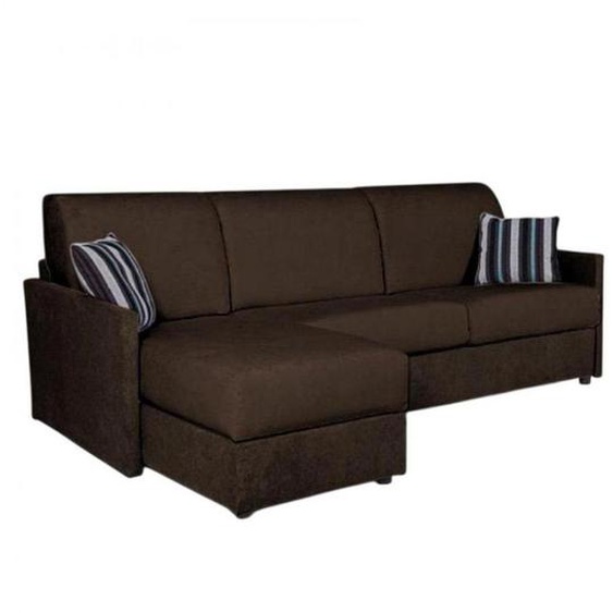Canapé dangle fixe  réversible SUN 232 cm méridienne coffre accoudoirs fins velours velluto brun
