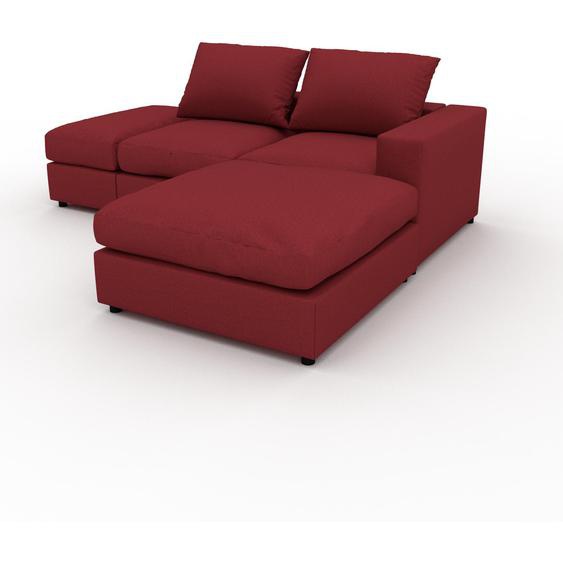 Canapé dangle - Rouge Cerise, design arrondi, canapé en L ou angle, confortable avec méridienne ou coin - 234 x 62 x 204 cm, modulable