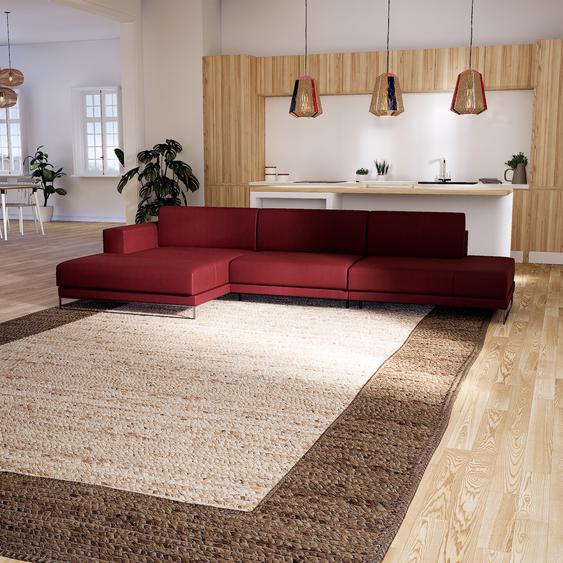 Canapé dangle - Rouge pourpre, design épuré, canapé en L ou angle, élégant avec méridienne ou coin - 344 x 75 x 162 cm, modulable