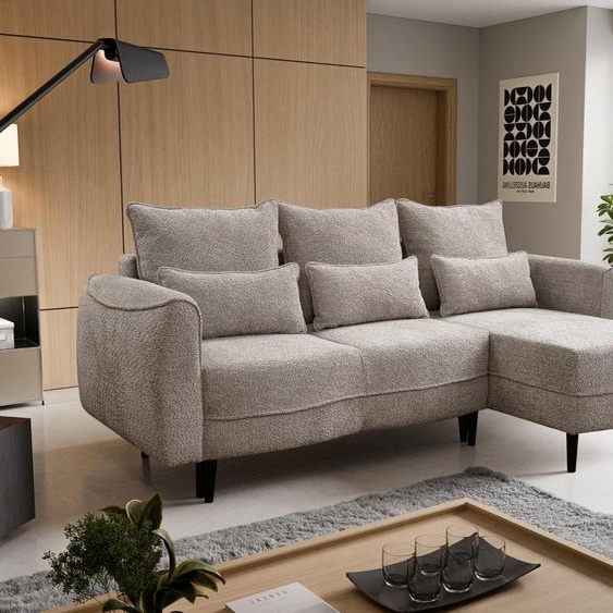 Canapé dangle Selio avec fonction de couchage et conteneur de literie Beige Droite