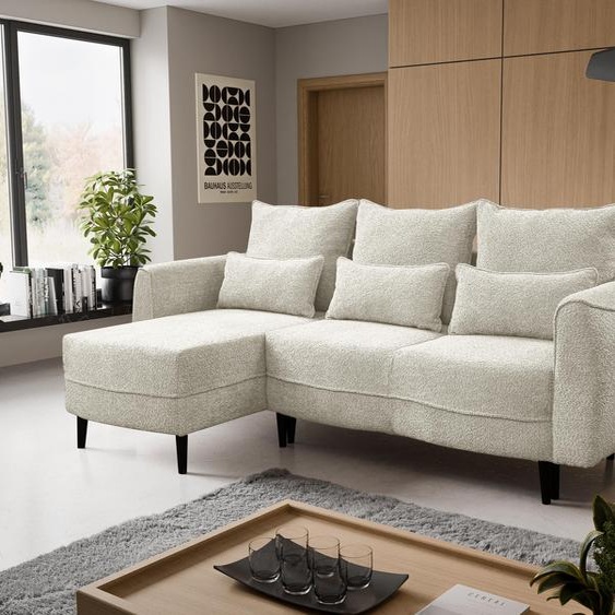 Canapé dangle Selio avec fonction de couchage et conteneur de literie Ecru Gauche