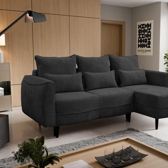 Canapé dangle Selio avec fonction de couchage et conteneur de literie Noir Droite