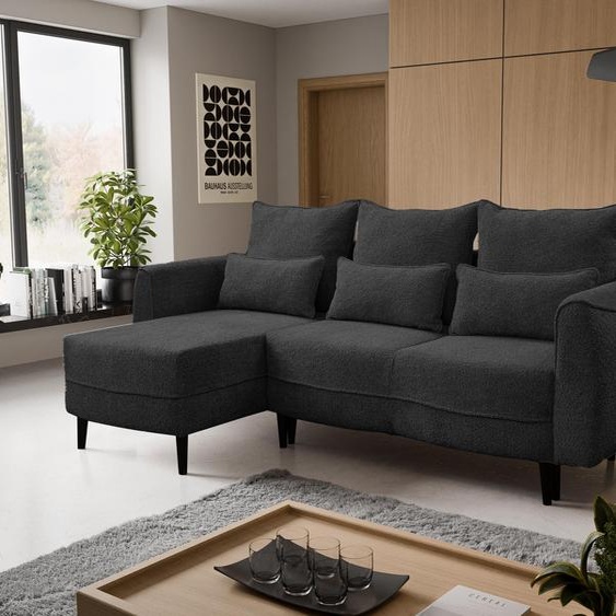 Canapé dangle Selio avec fonction de couchage et conteneur de literie Noir Gauche