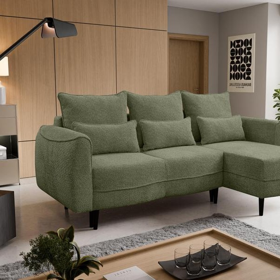 Canapé dangle Selio avec fonction de couchage et conteneur de literie Olive droite