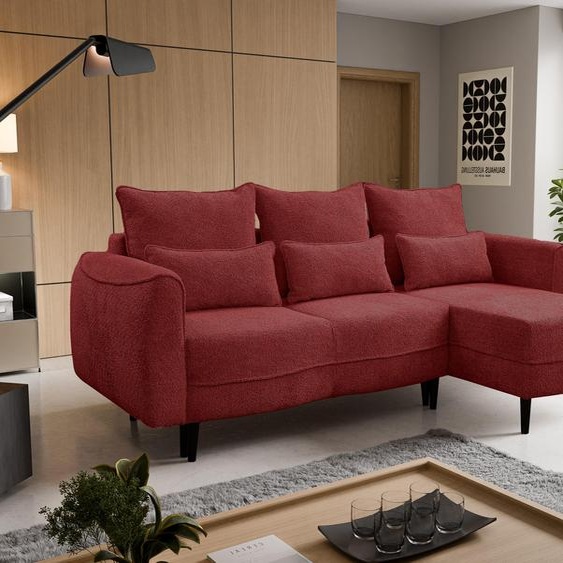 Canapé dangle Selio avec fonction de couchage et conteneur de literie Vin rouge droite