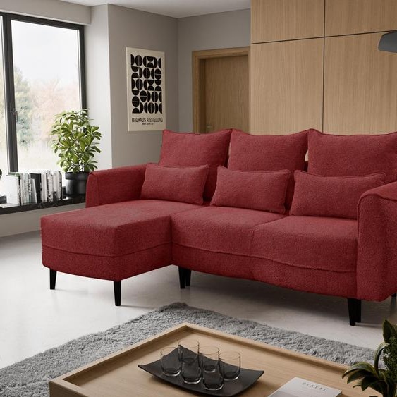 Canapé dangle Selio avec fonction de couchage et conteneur de literie Vin rouge gauche