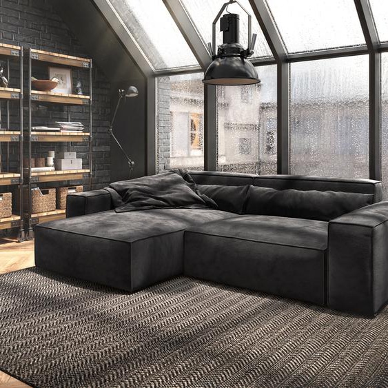 Canapé dangle Sirpio XL 270x170 cm Microfibre Noir Recamiere variable, Grands canapés