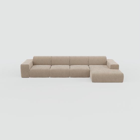 Canapé dangle - Taupe, design arrondi, canapé en L ou angle, confortable avec méridienne ou coin - 368 x 72 x 168 cm, modulable