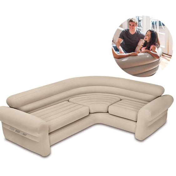 Canapé dAngle TD® 257 x 203 x 76CM Mobilier de Salon Décoration Gonflable 4 Places Doux et Confortable