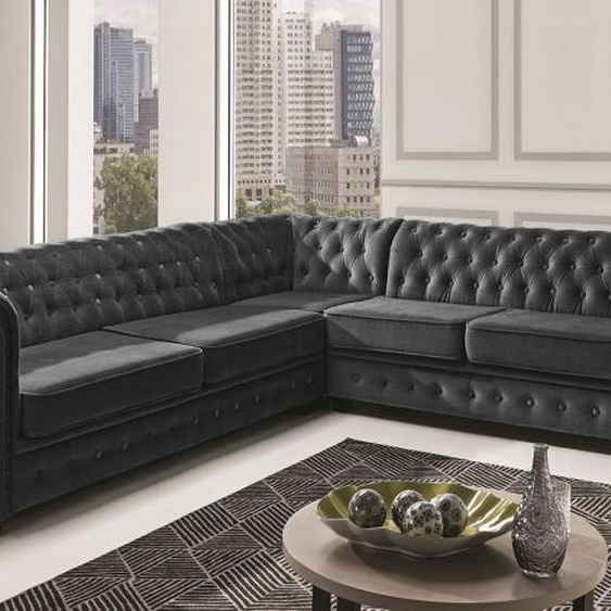 Canapé dangle velours chesterfield - Lerwick - Droit