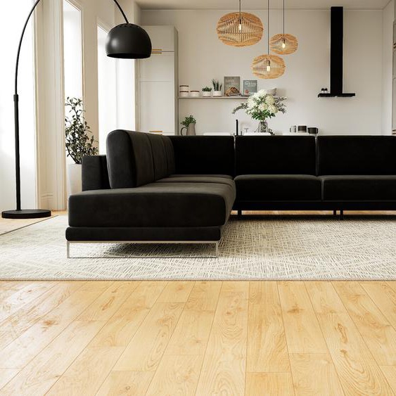 Canapé dangle Velours - Noir, design épuré, canapé en L ou angle, élégant avec méridienne ou coin - 294 x 75 x 294 cm, modulable