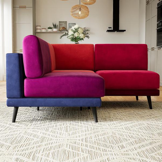 Canapé dangle Velours - Rose Magenta/Violet Vigne, design épuré, canapé en L ou angle, élégant avec méridienne ou coin - 174 x 81 x 174 cm, modulable