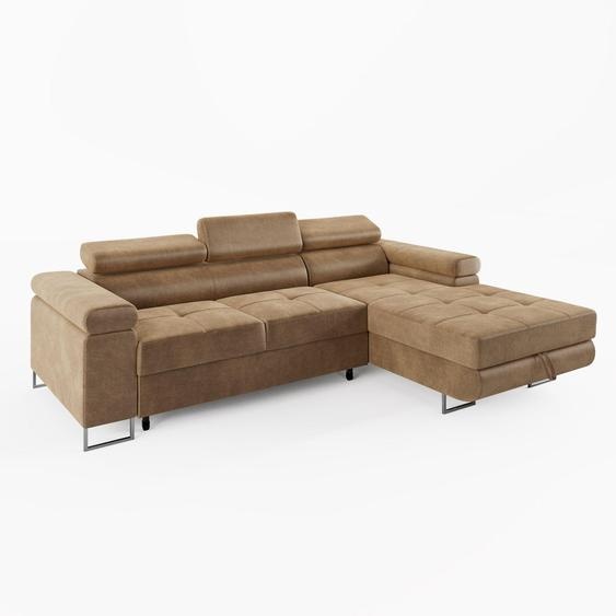 CANAPÉ DANGLE VEMO MINI, droite, beige, tissu velours : un confort compact pour le salon