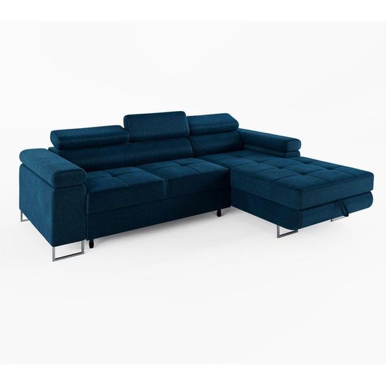 CANAPÉ DANGLE VEMO MINI, droite, bleu foncé, tissu velours : un confort compact pour le salon