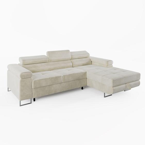 CANAPÉ DANGLE VEMO MINI (droite) en velours crème : un confort compact pour le salon