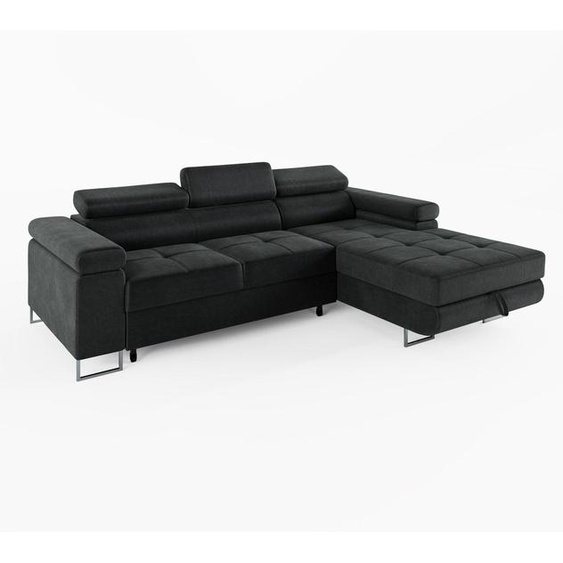 CANAPÉ DANGLE VEMO MINI, droite, gris foncé, tissu velours : un confort compact pour le salon