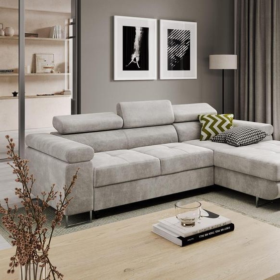 Canapé dangle VEMO MINI, droite, gris, tissu velours : un confort compact pour le salon