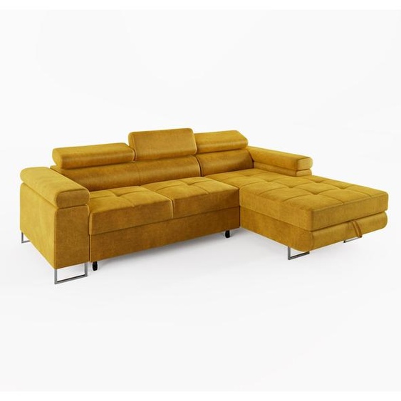 CANAPÉ DANGLE VEMO MINI, droite, jaune, tissu velours : un confort compact pour le salon