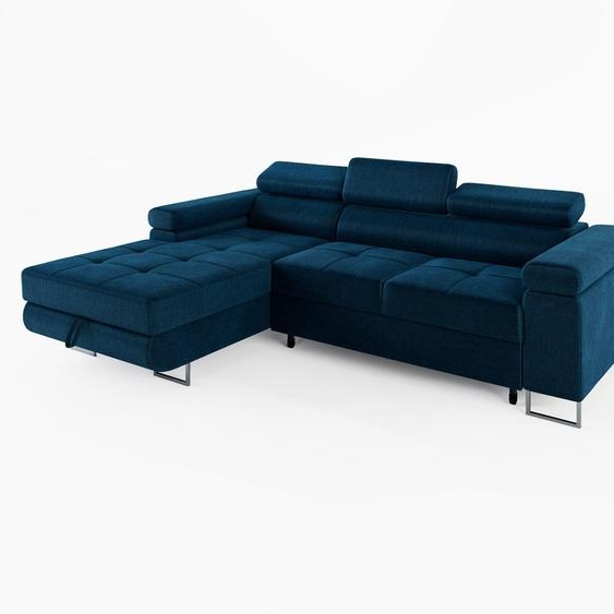 CANAPÉ DANGLE VEMO MINI, gauche, bleu foncé, tissu velours : un confort compact pour le salon