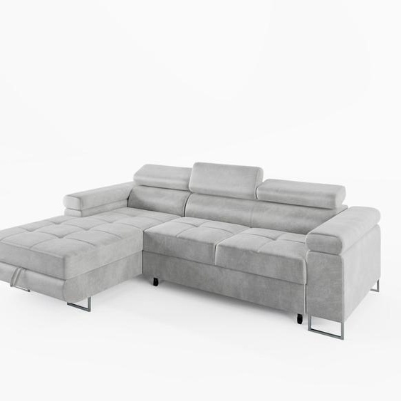 CANAPÉ DANGLE VEMO MINI, gauche, gris clair, tissu velours : un confort compact pour le salon