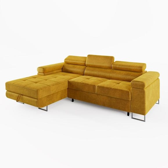 CANAPÉ DANGLE VEMO MINI, gauche, tissu velours jaune : un confort compact pour le salon