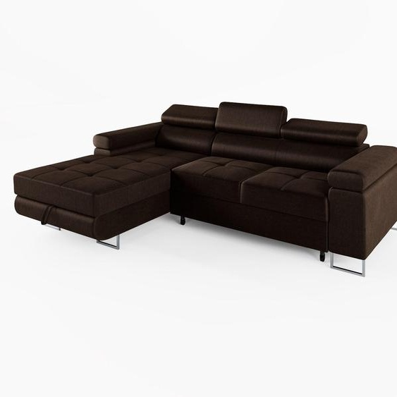 CANAPÉ DANGLE VEMO MINI Gauche, tissu velours marron : un confort compact pour le salon