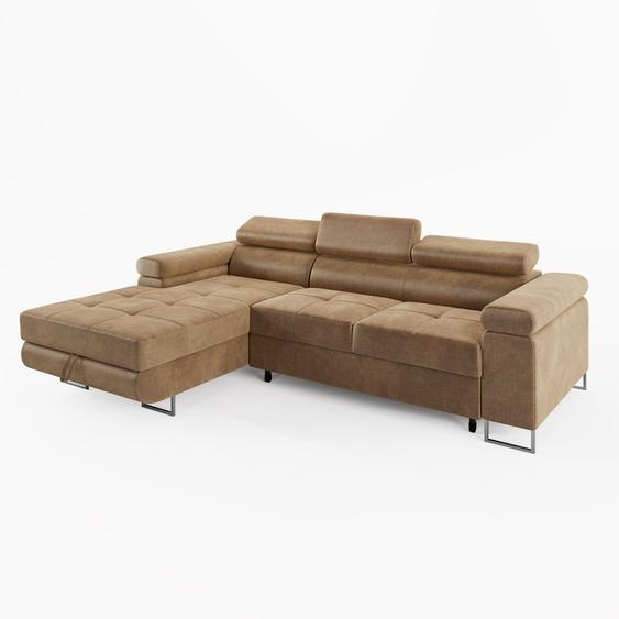 CANAPÉ DANGLE VEMO MINI Gauche, velours beige : un confort compact pour le salon