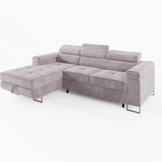 CANAPÉ DANGLE VEMO MINI, gauche, velours rose clair : un confort compact pour le salon